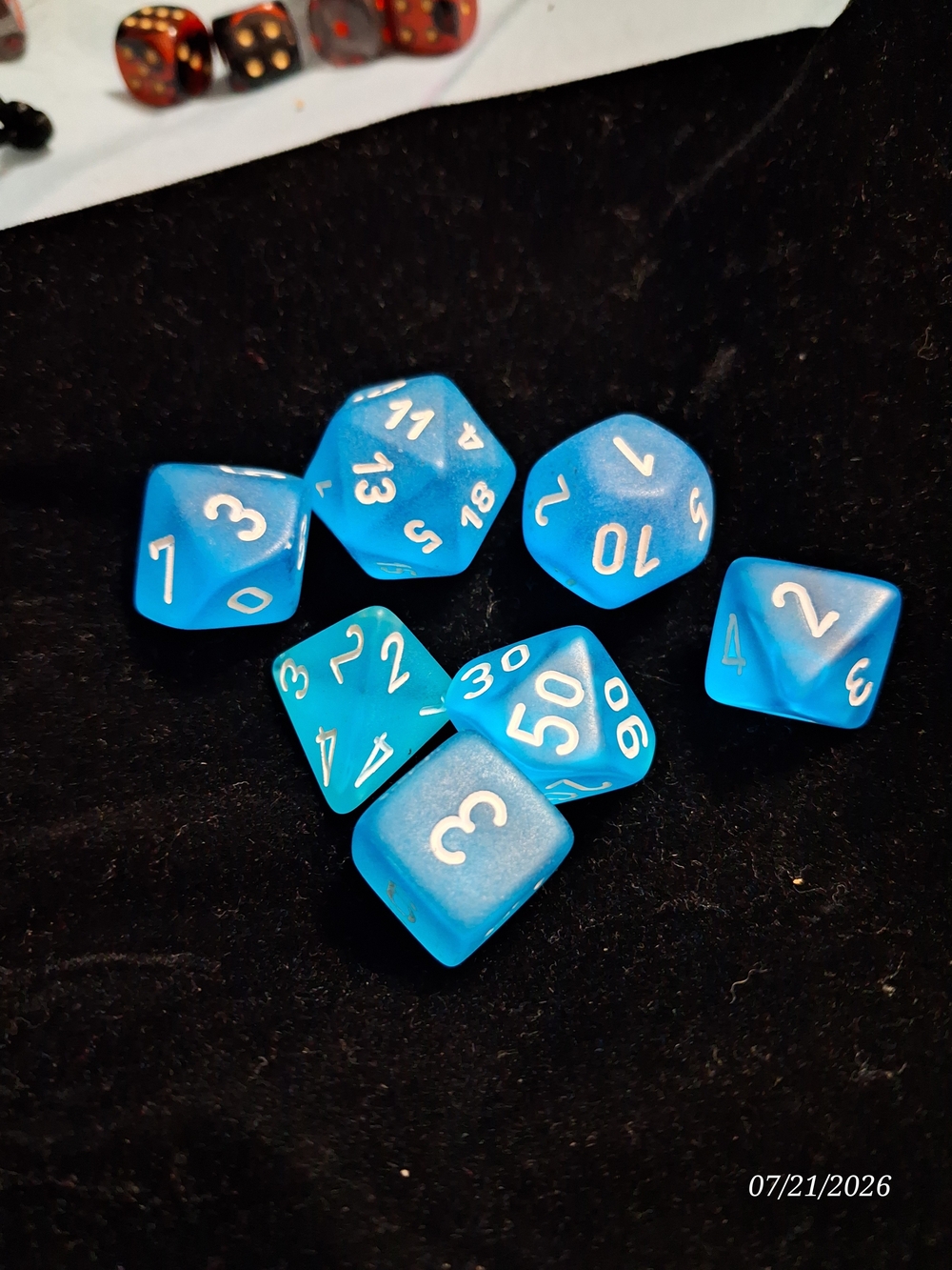 Source Unknown Bright Blue Polyhedral RPG Dice Set